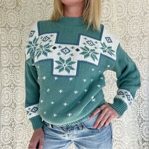 vintage knitted snowflake sweater 🤍❄️